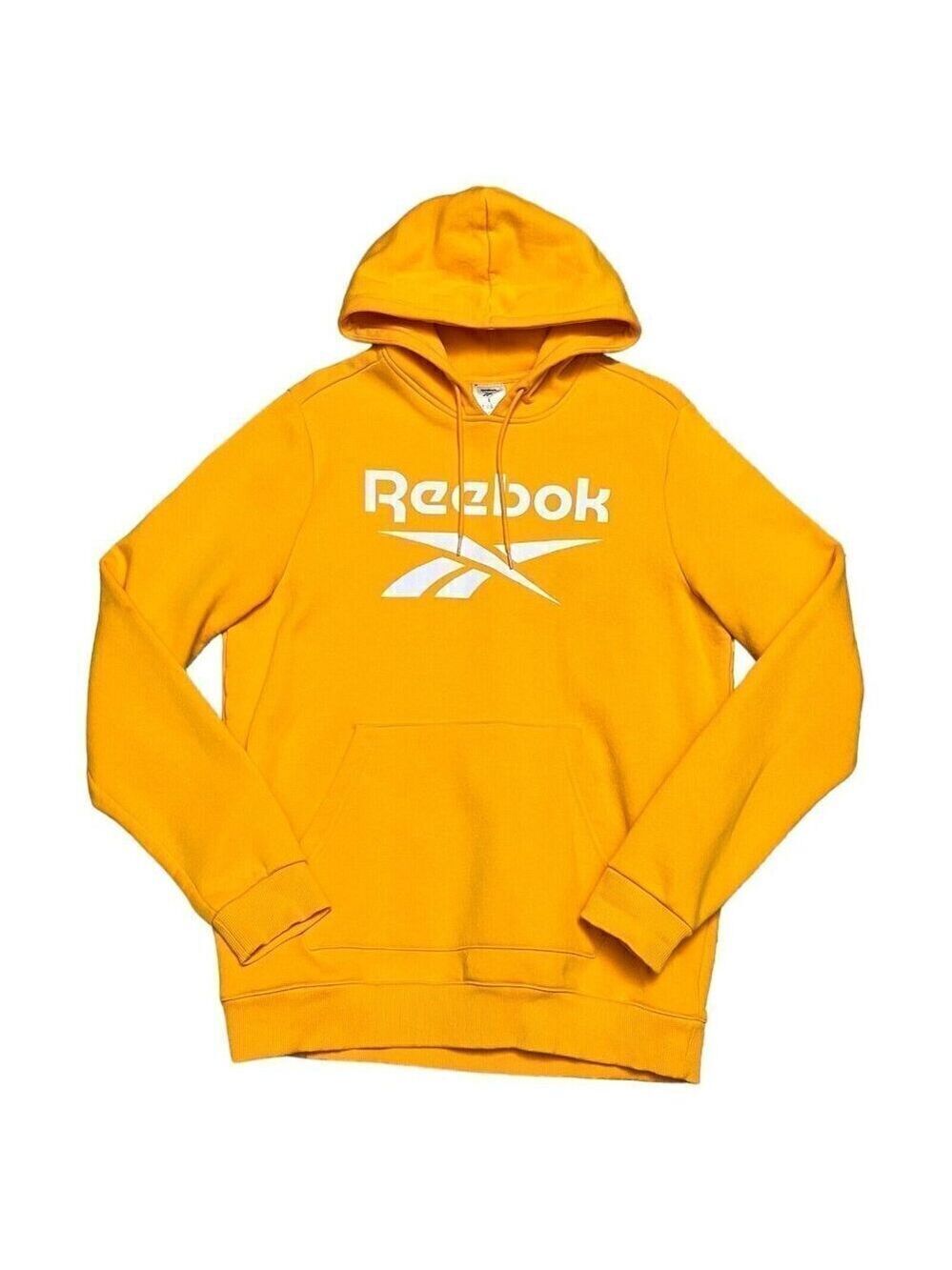 Reebok Logo Designer Bright Yellow Hoodie Sweatshirt Mens Large